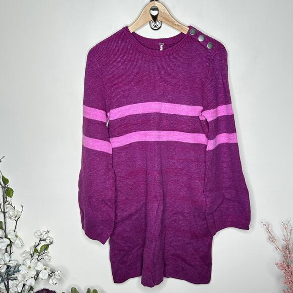 FREE PEOPLE On Your Team Sweatshrt Dress Purple Pink Sz XS {J1} - Picture 3 of 6